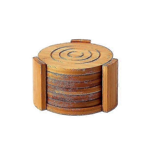 6-pack Set Bamboo Absorbent And Condensat With H - Round For Drinks And Hot Bevera
