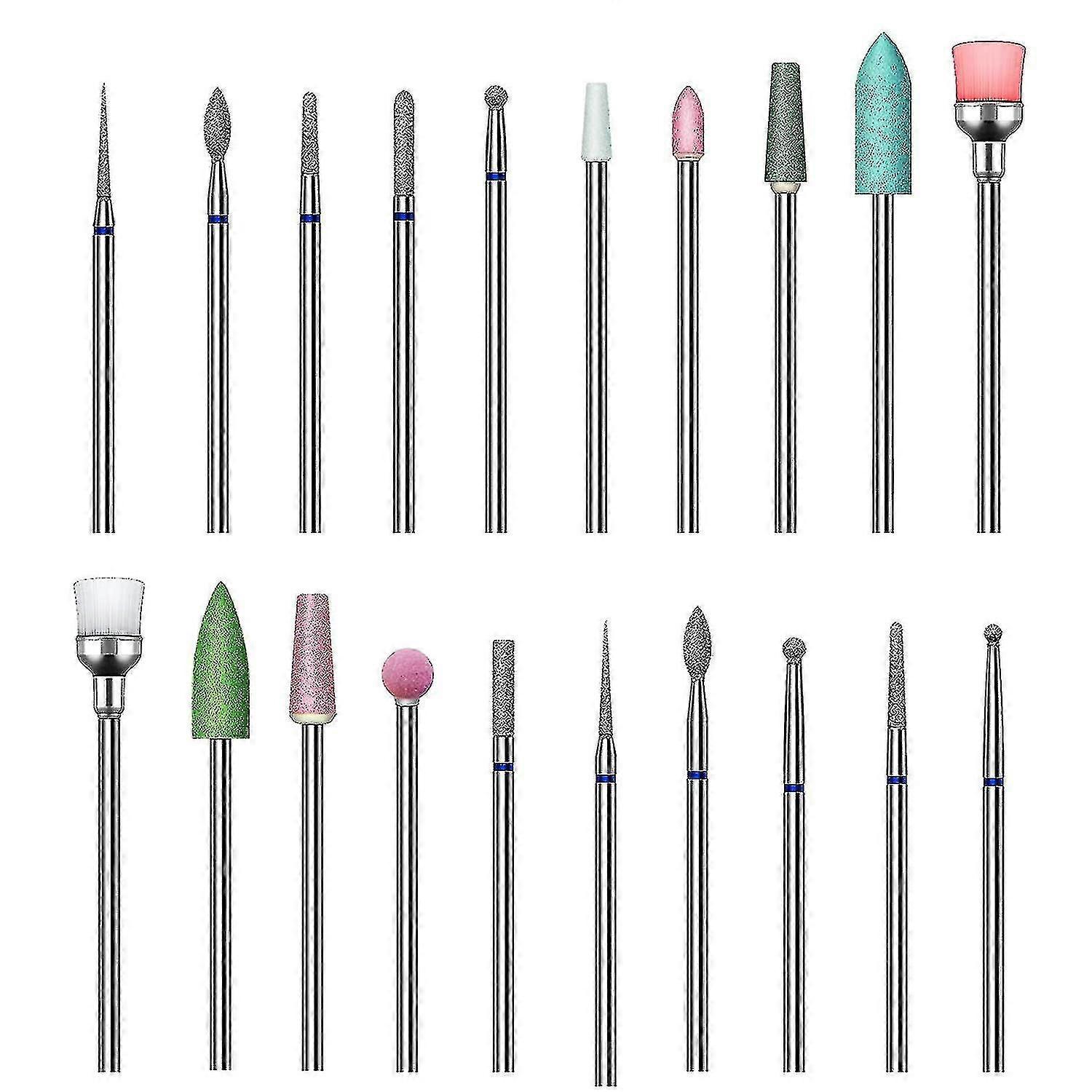 20 Pcs Bits Set pour Acrylique S, kit de bits de dissolvant de cuticule avec boîte