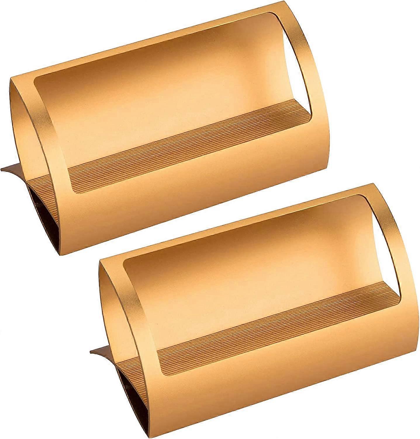2 Pack Aluminum Business Card Holder Desktop Business Card Display Business Card Holder Organizer (Gold)