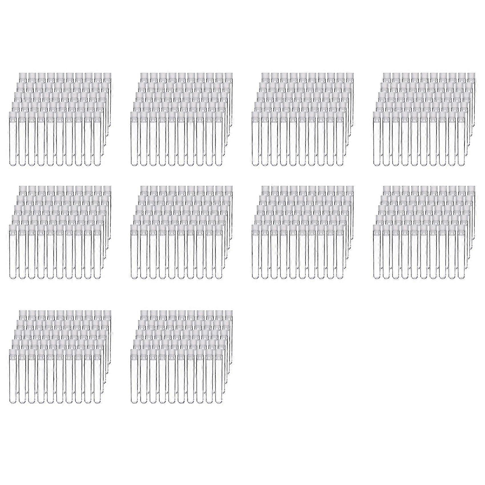1000pcs Clear Plastic Test Tubes With White Screw Caps Sample Containers Bottles Push Caps 12x75mm