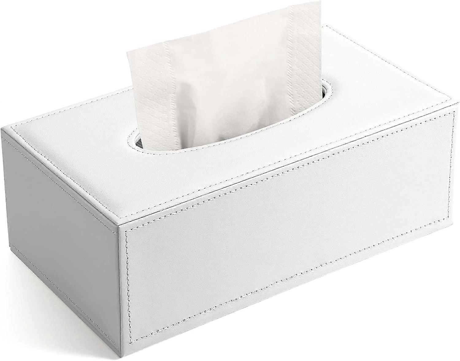 Pure White Modern 25*14*9.5cm Leather Tissue Box