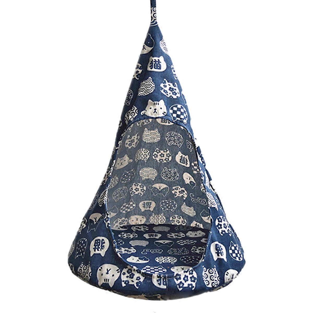 Pet Hammock Multipurpose Large Space Soft Comfortable Innovative Cute Cat Hammock for Indoor Blue Fortune Cat M