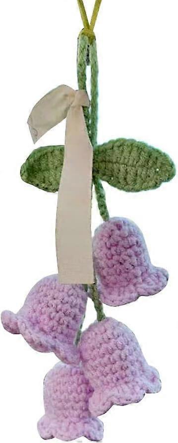 Car Charms Car Mirror Hanging Ornament Cute Crochet Flowers Car Rearview Mirror Decor Mirror Hanging Charms Accessories Car Interior Decoration