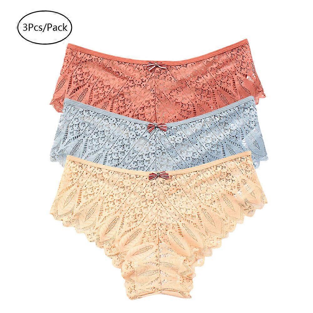 1/3 Pack Kvinnor Sexig Spets Franska Trosor Underkläder Stringtrosor Trosor Underkläder