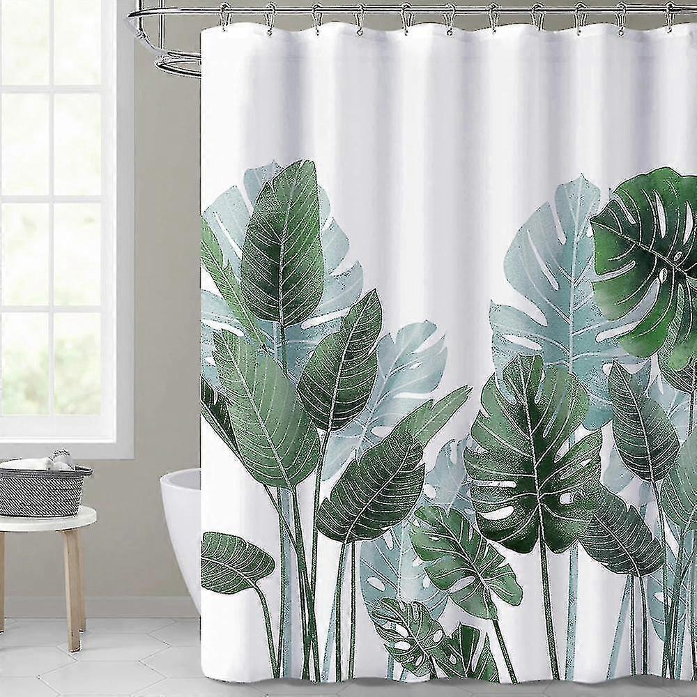 HMWY-Tropical Palm Leaves Green Plant Shower Curtain Set Polyester Waterproof Curtains 120*180CM