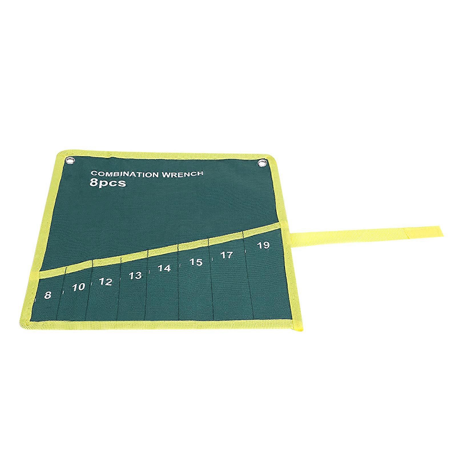 8 Pockets Canvas Roll Up Tool Storage Bag Organizer for Spanner Plier Wrench