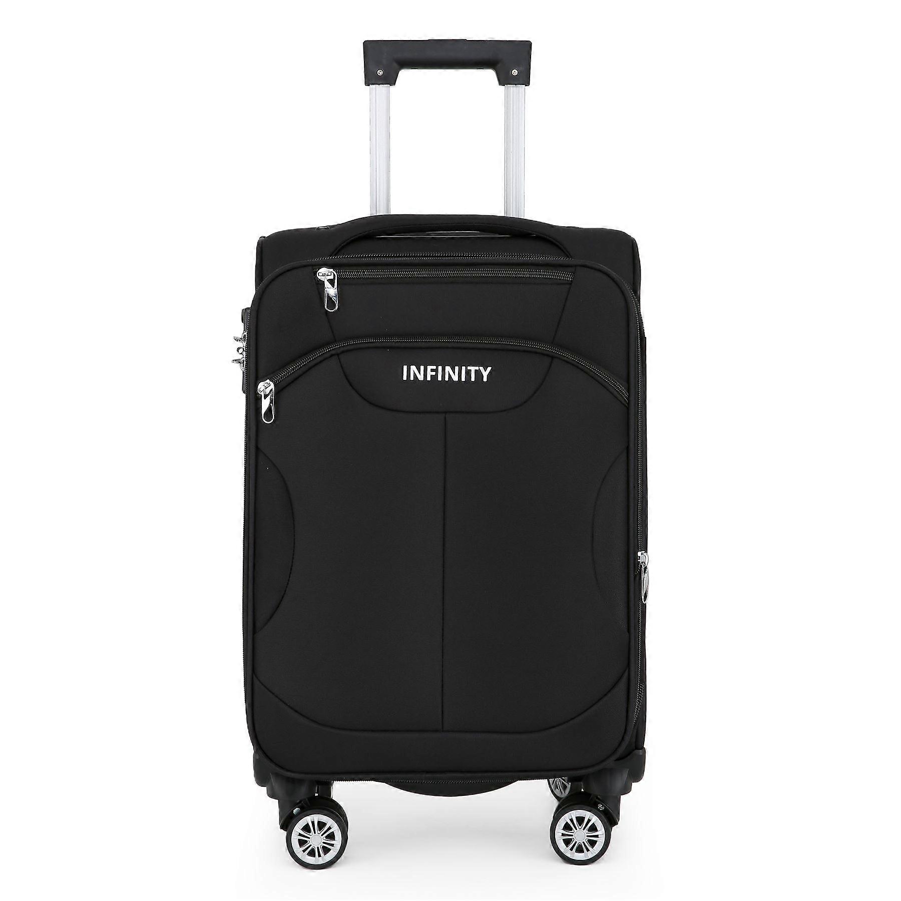 Schwarzer Softshell-Koffer mit 8 Rädern Gepäckset Reise TSA Light Carry On Handgepäck