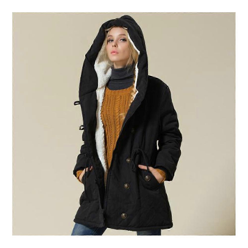 Cappotto invernale donna plus size slim con cappuccio in cotone