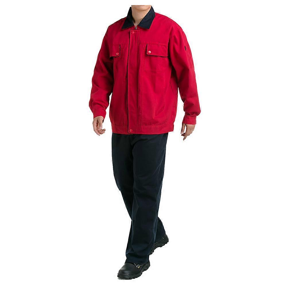 Bright Red with Black Collar Working Protective Gear Uniform Welder Jacket