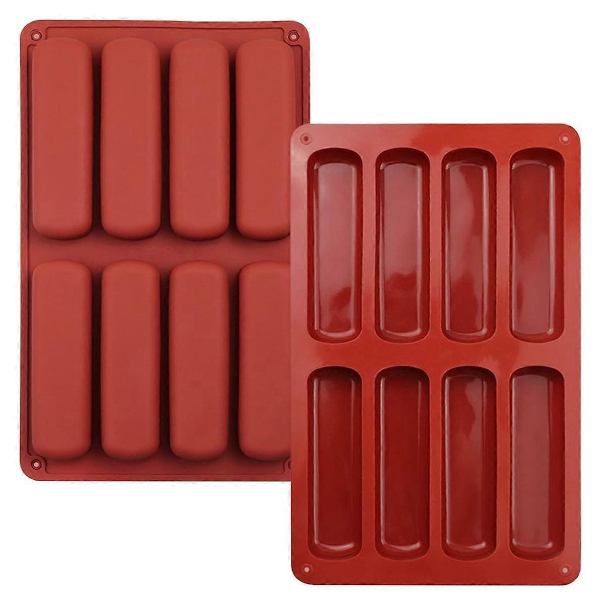 2PCS Finger Biscuit Silicone Mould,8 Cavities Cereal Bars Baking Mould,Chocolate Bar Mold, for Cnad