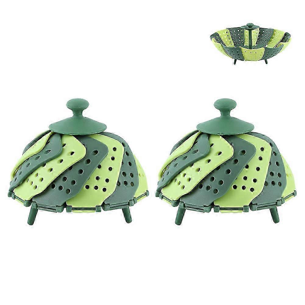2pcs Foldable Steaming Basket High Temperature Resistant Cooker Dish for Vegetable Fruit