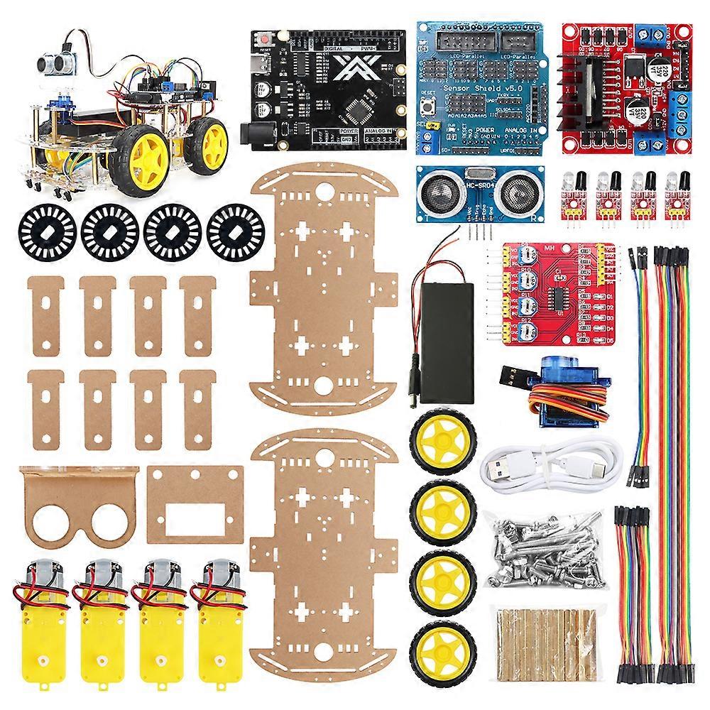 Starter Smart Robot Car Kit för Arduino Programmering Lärande och utveckling Skills Automation Robot Framework Kompletta kit + Manual