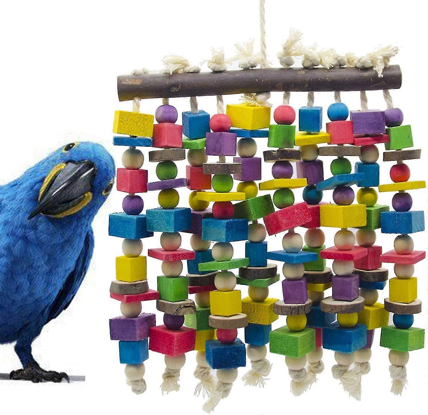 Deloky Large Bird Parrot Chewing Toy - Multicolored Natural Wooden Blocks Bird Parrot Tearing Toys Suggested For Large Macaws Cokatoos,african Grey An