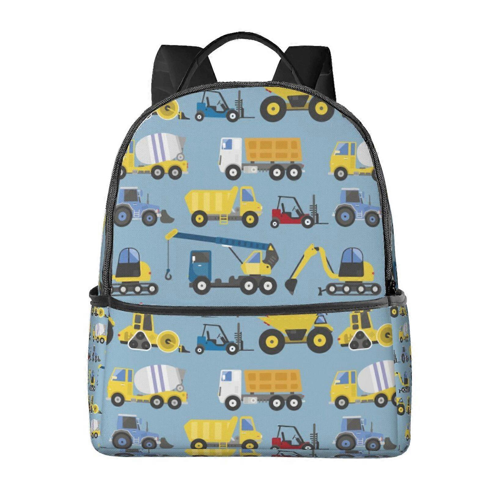 Construction Trucks Pattern Backpack,Large Capacity Backpack,Laptop Backpack,Water Resistant Backpack For Women Men