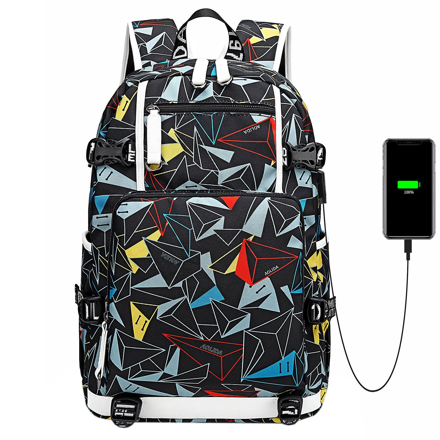 Casual College Rucksack Backpack With Usb Port