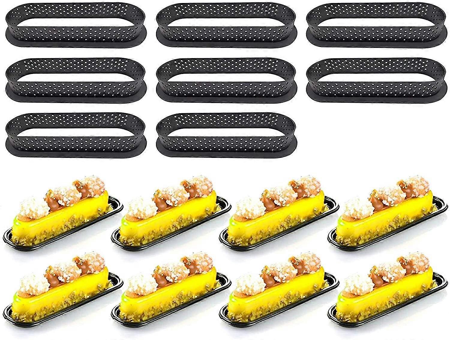 8 pièces ovales résistant à la chaleur Perforated Cake Mousse Ring Outils de cuisson