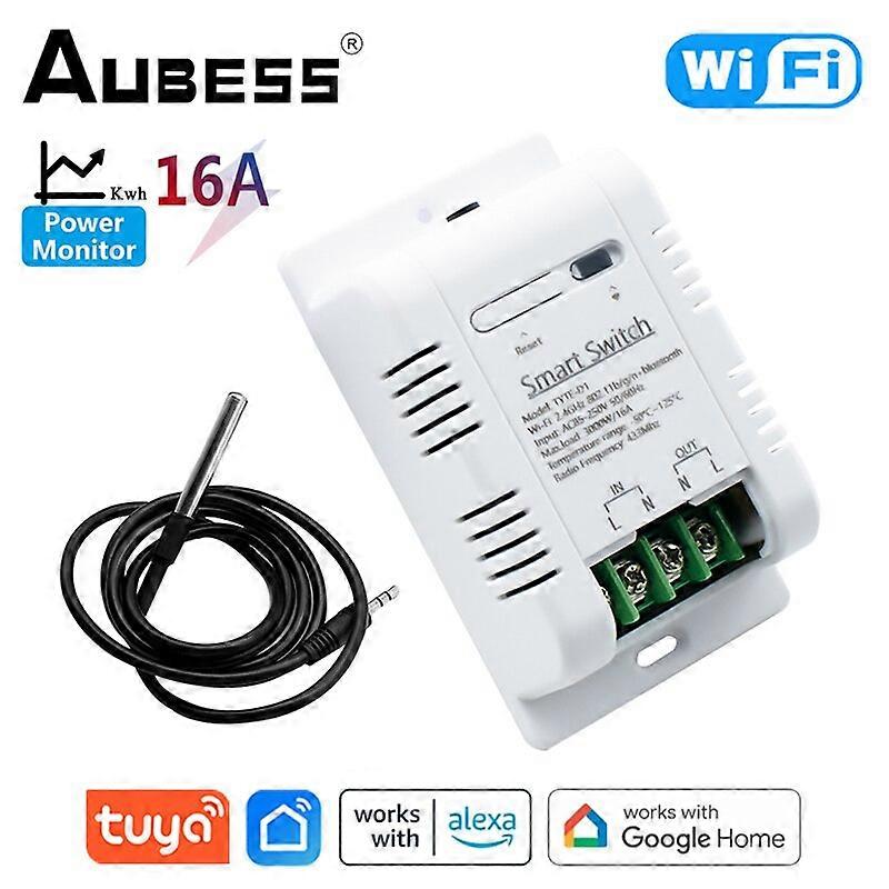 AUBESS Tuya Smart Home WiFi/RF Switch With Temperature Sensor Smart Thermostat Built-in Power Monitor For Alexa Google Assistant
