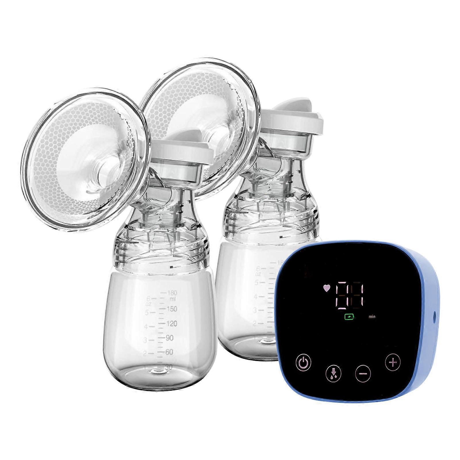 Electric Breast Pump 4 Modes 9 Suction Levels Portable Automatic Double Breast Pump Set Comfort Breastfeeding Milk Collector with LED Display for Home
