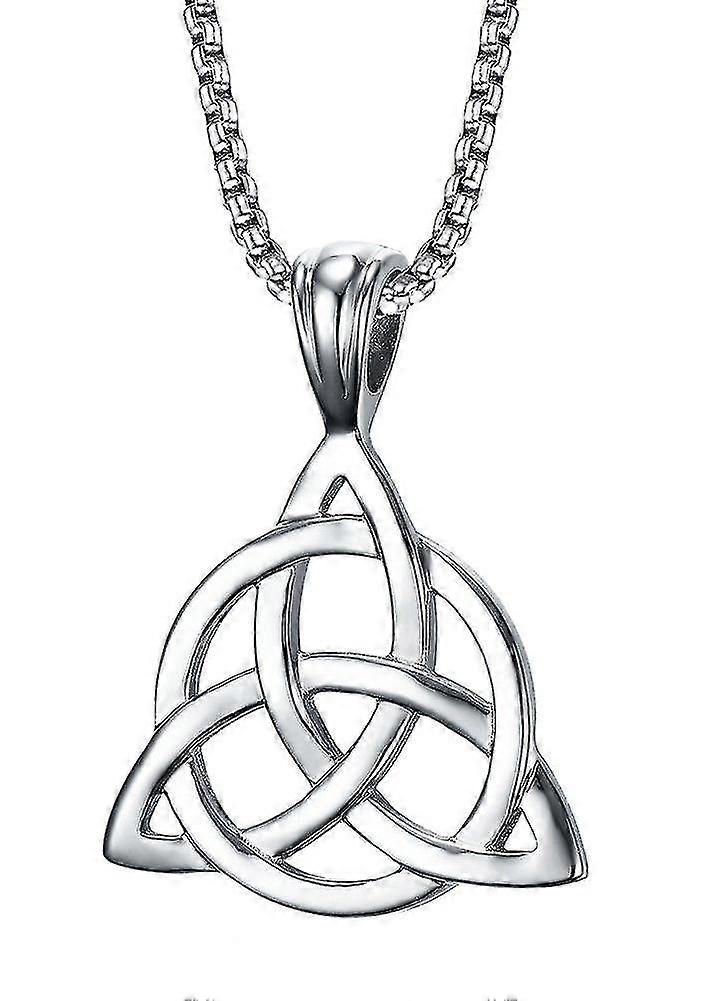 Simple Lucky Trinity Knot Pendentif En Acier Inoxydable Triangle Triple Nœud Pendentif Collier, Hommes