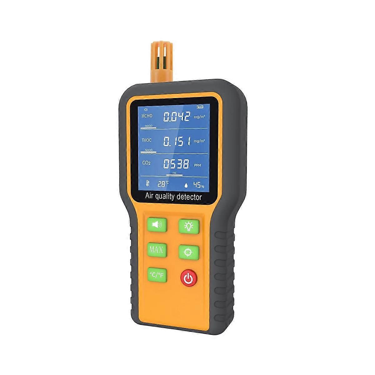 Air Quality Monitor CO2 Monitor Formaldehyde Detector TVOC/Temp./Humidity Indoor with Buzzer Prompt