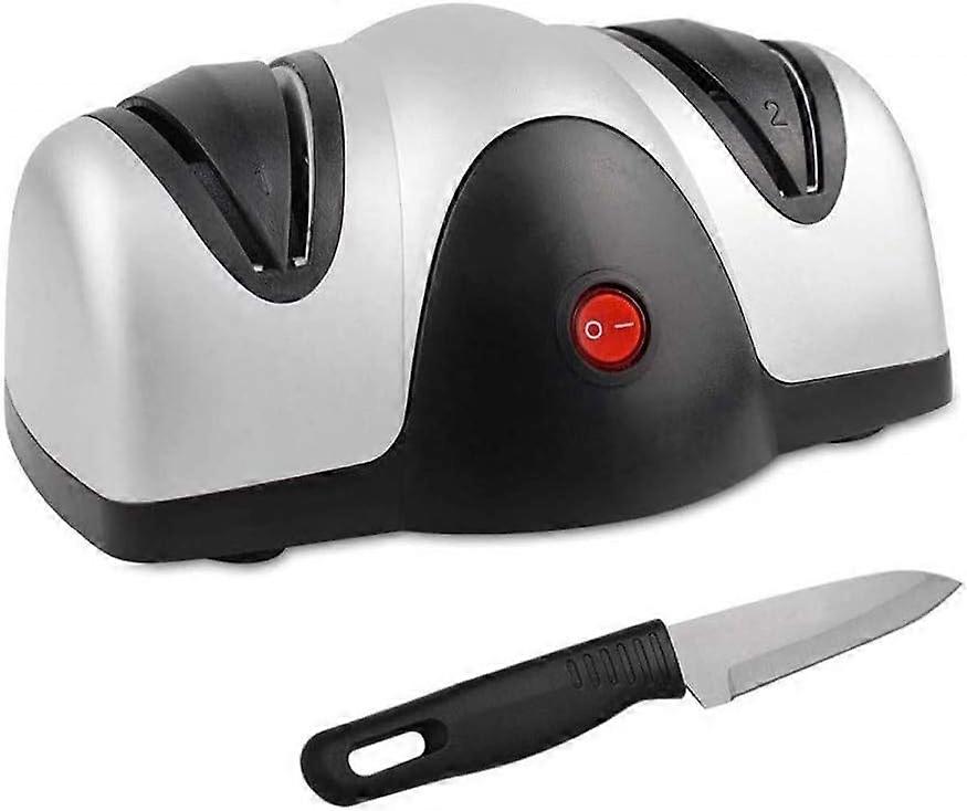 Electric Knife Sharpener, Two Level Sharpener, Black/Silver, Material: ABS Plastic