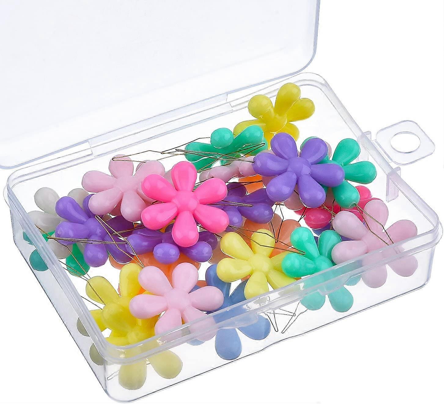 30 Pieces Multicolor Plastic Flower Head Wire Loop Needle Threader with Clear Box