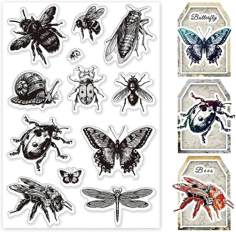 Custom Summer Theme PVC Plastic Clear Stamps for DIY Scrapbooking Photo Album Decorative Cards Making Insects