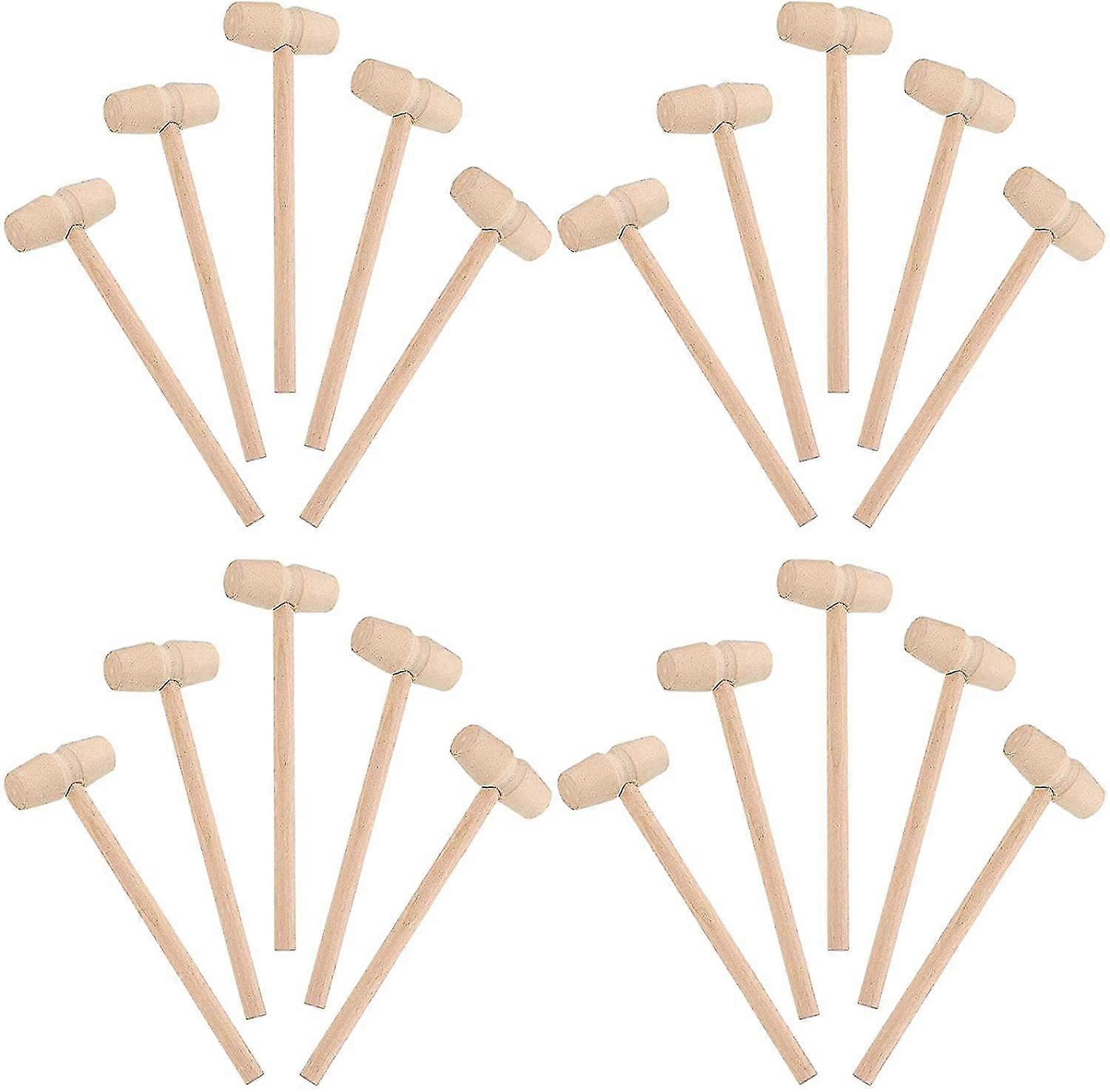 20pcs Mini Wooden Hammer Diy Small Unfinished Painting Hammer Toy For Kids, Chocolate Wooden Crab Mallets Seafood Harmer Hammering And Nailing Toys Be
