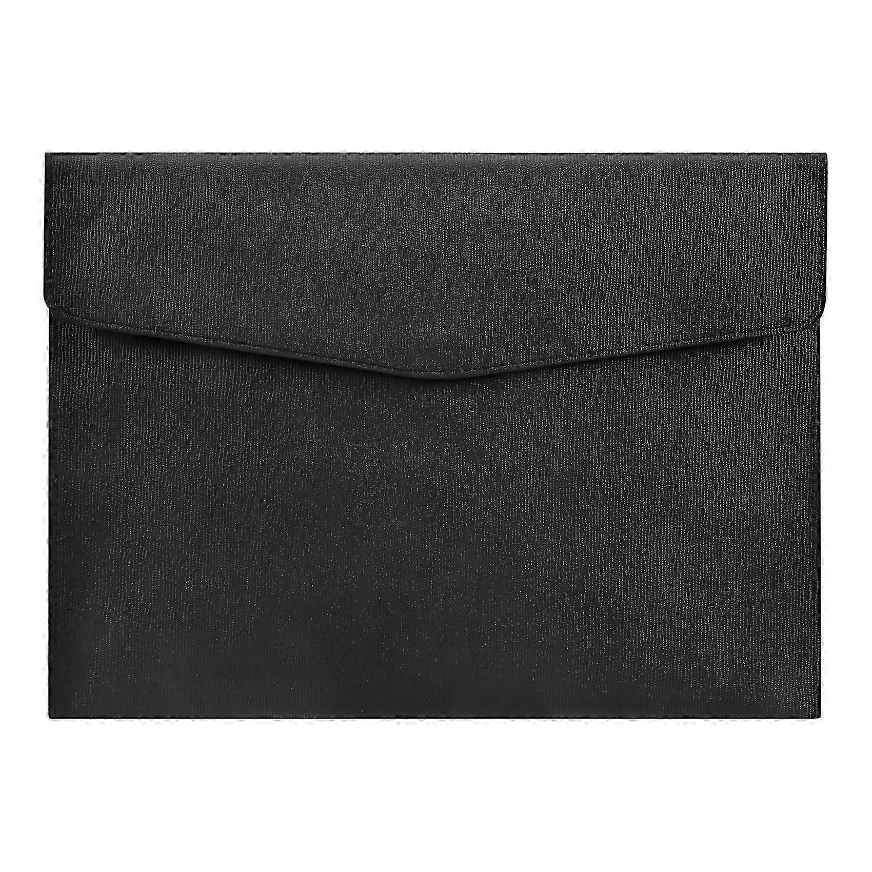 Pu Leather A4 File Folder Document Holder Waterproof Portfolio Envelope Folder Case With Snap Closure(black)