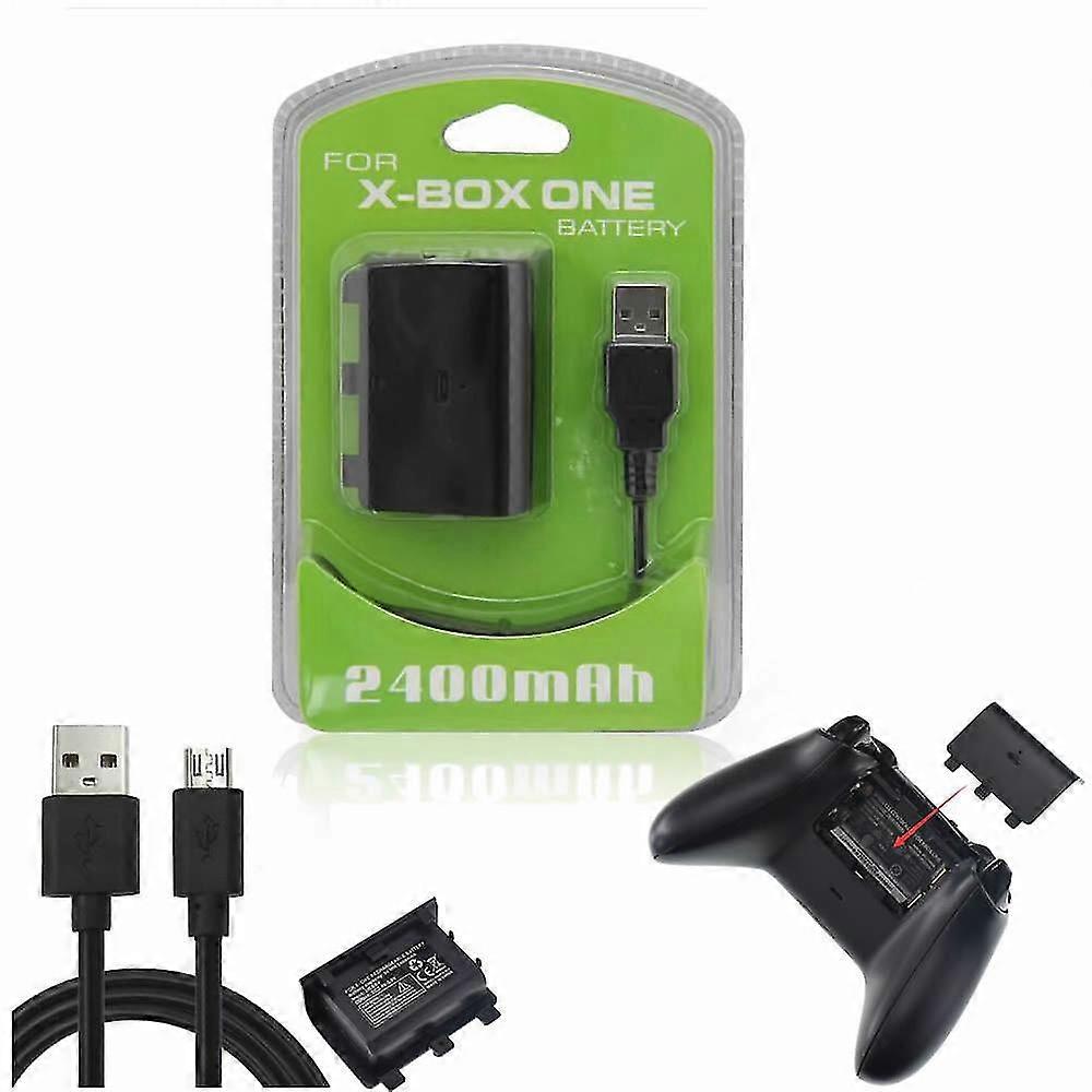 Rechargeable Battery Pack Compatible Xbox One S Wireless Controller + Usb Cable 2400mah