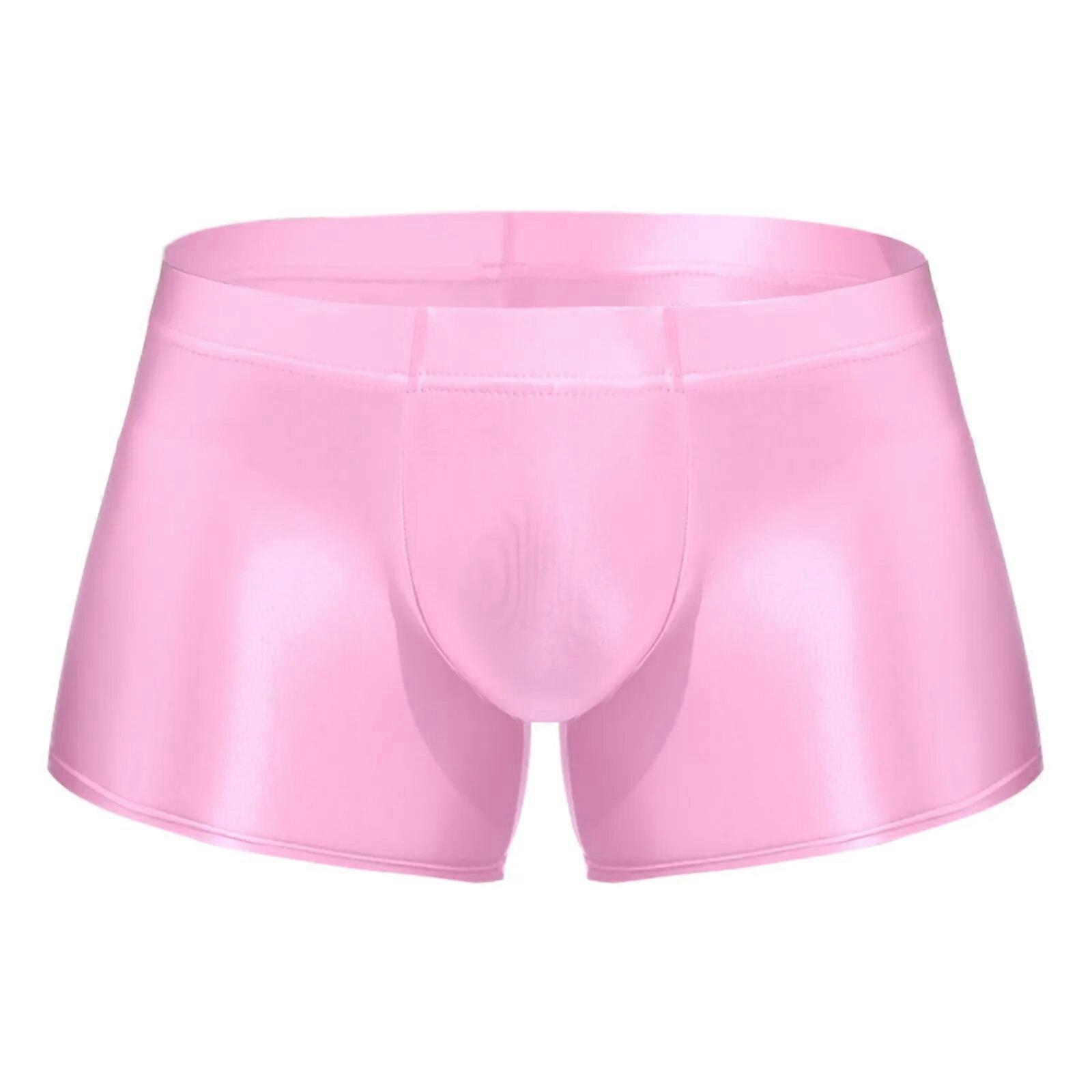Män Low Rise Glossy Boxer Briefs Underkläder Enfärgade Boxers Shorts Bottom Low Rise Underbyxor Badkläder Manliga badbyxor