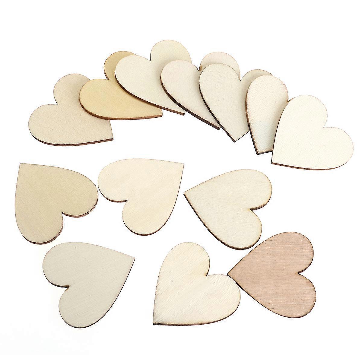 100 Pcs Décor De Mariage Bois Coeur Centre De Table Inachevé En Bois Forme Log Disques Blank Bois Log Disc Log Slices