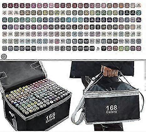 Alcohol Brush Marker, 168 Kleuren Dual Tip Marker Pen voor Volwassen Kleuring, Markeerstift Markers Art Set voor Leraren Kantoor