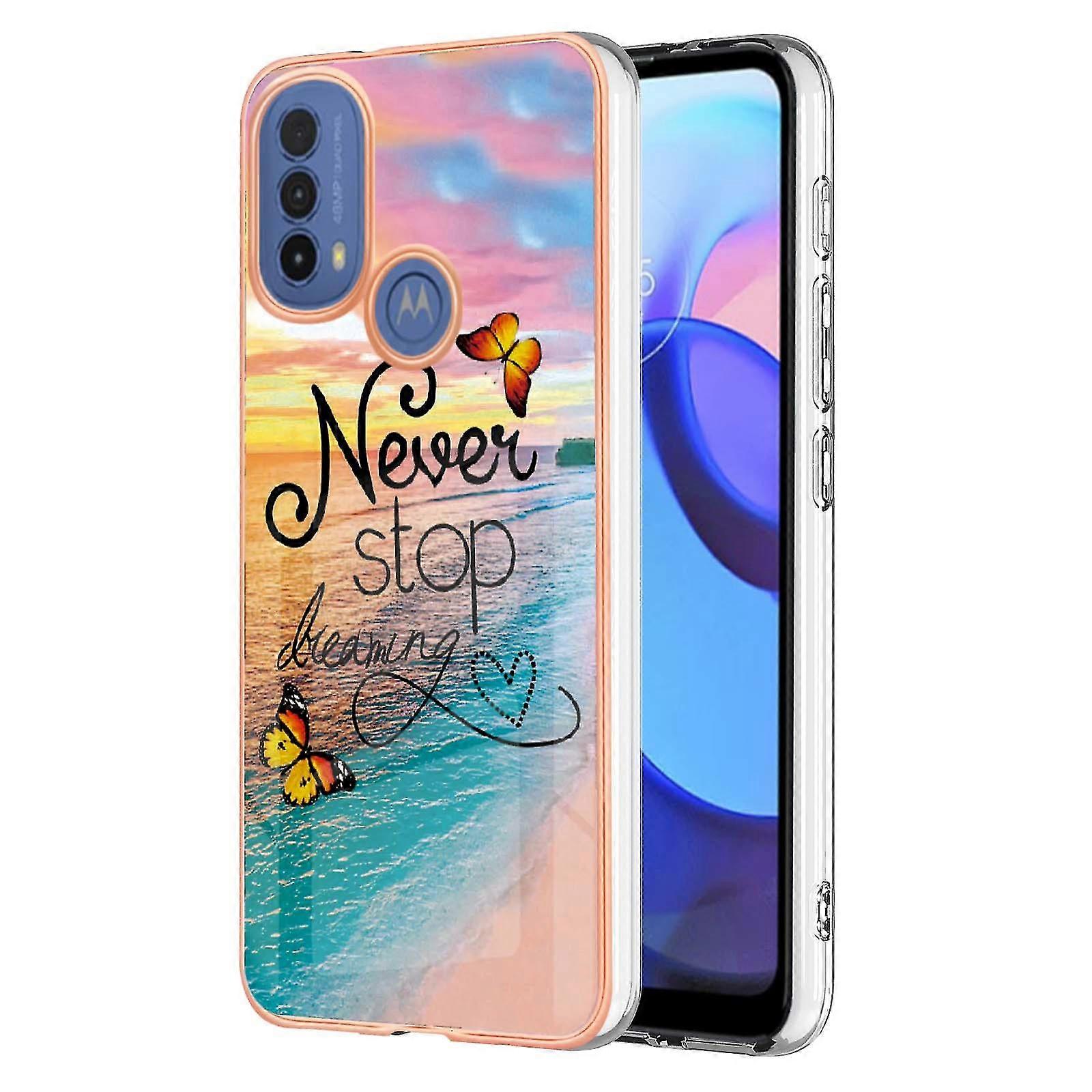 Lb1 Series For Motorola Moto E20/e30/e40 Marble Cell Phone Case, Anti-fingerprint Anti-scratch Electroplating Soft Tpu Imd Well-protected Cover