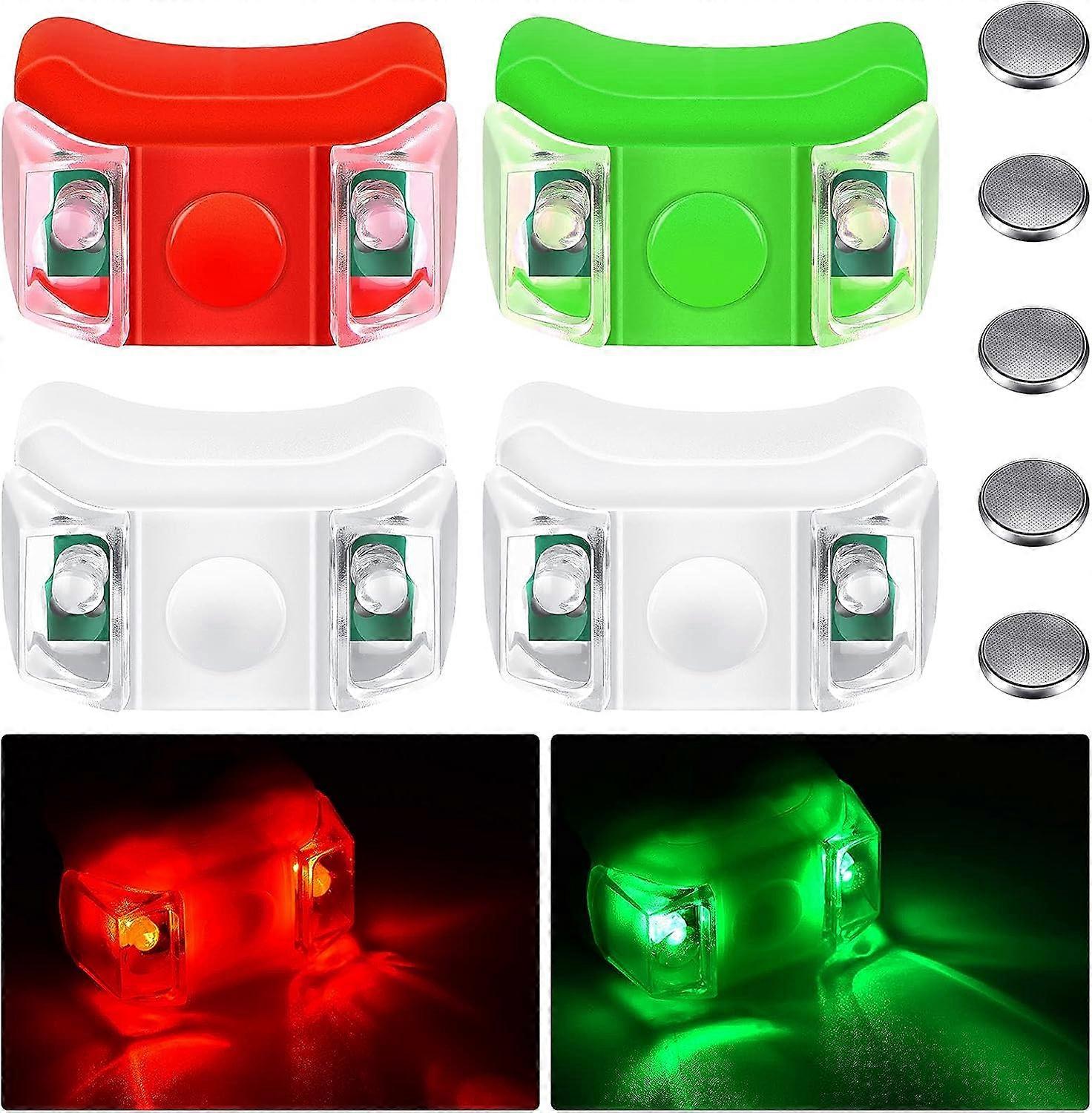 4 Stuks Boot Bow Lights LED Boot Navigatieverlichting met 5 Stuks Knoop Batterijen voor Boot Kajak Ponton Hovercraft Jacht Motorboot Fiets Jacht Dichtbij