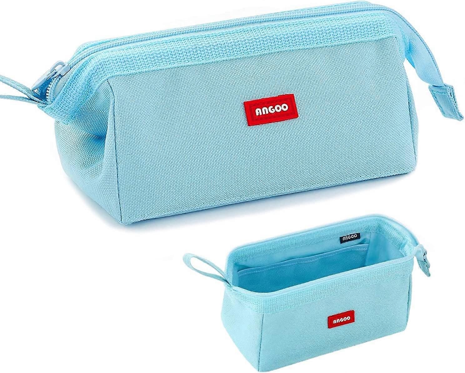 Trousse en toile de grande capacité, trousse portative, fournitures scolaires (vert)(4-D-1)