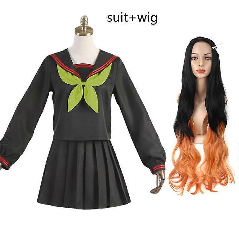竈門ねずこ コスプレ衣装 アニメ 鬼滅の刃 鬼滅隊 キサツ隊 ハロウィン 女学院 セーラーJK 制服ウィッグ