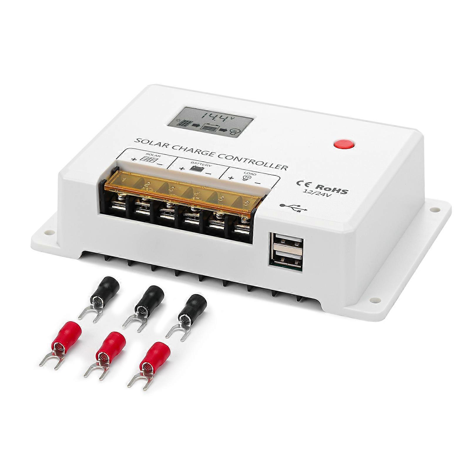 Solar Charger Controller 30A 20A 10A 12V-24V MPPT Solar Panel Battery PWM With LCD Cell Regulator PV Home Controller