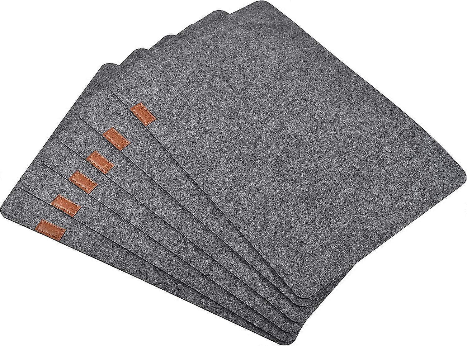 Felt Placemats Set of 6 Absorbent Table Mats Non Slip Heat Resistant Place Mats for Wood Table(Grey)