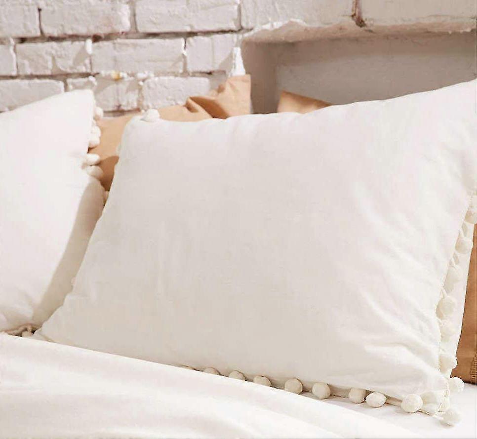 Fundas de almohada de algodón con flecos, funda de almohada de algodón con borlas