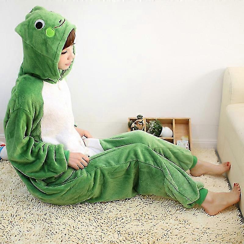 Peluş Hayvan Onesie Yeşil Kurbağa Cosplay Kostüm Unisex Yetişkin Tek Parça Pijama Lannel Ev Giyim Pijama Erkekler İçin Pijama Tulum