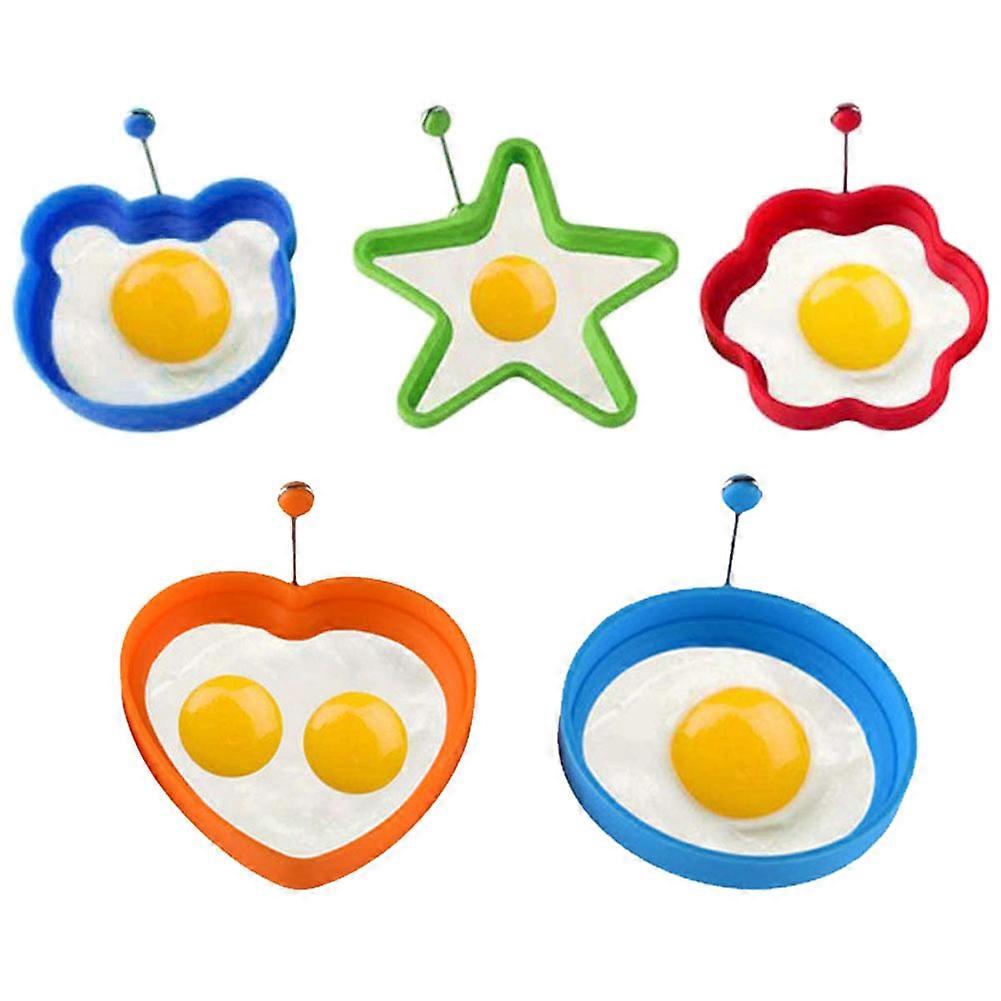 5PCS Different Shapes Silicone Fried Egg Mold With Handle Non Stick Fried Egg Mold