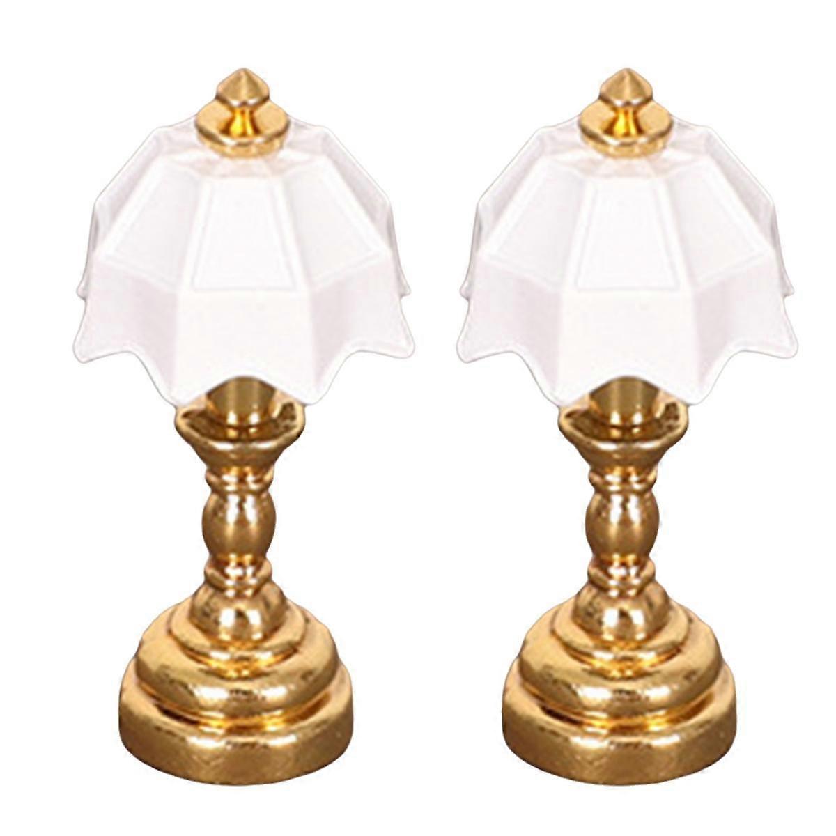 Mini Table Lamp Retro Crafts Cute Decoration Home Desktop Ornaments Miniature Doll House Scene Mode