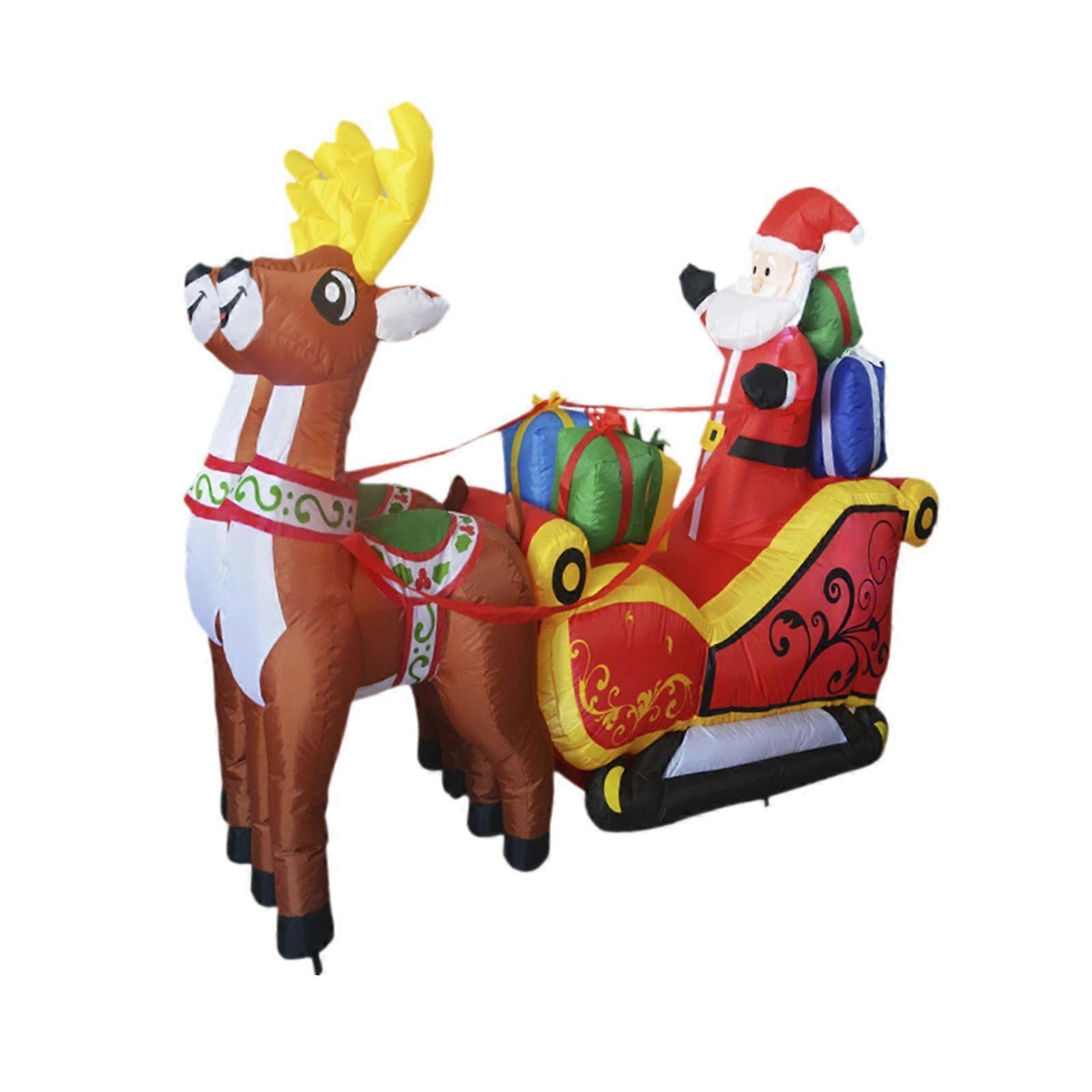 Christmas Inflatable Inflatable Santa on Sleigh and 2 Reindeers for Backyard Style A