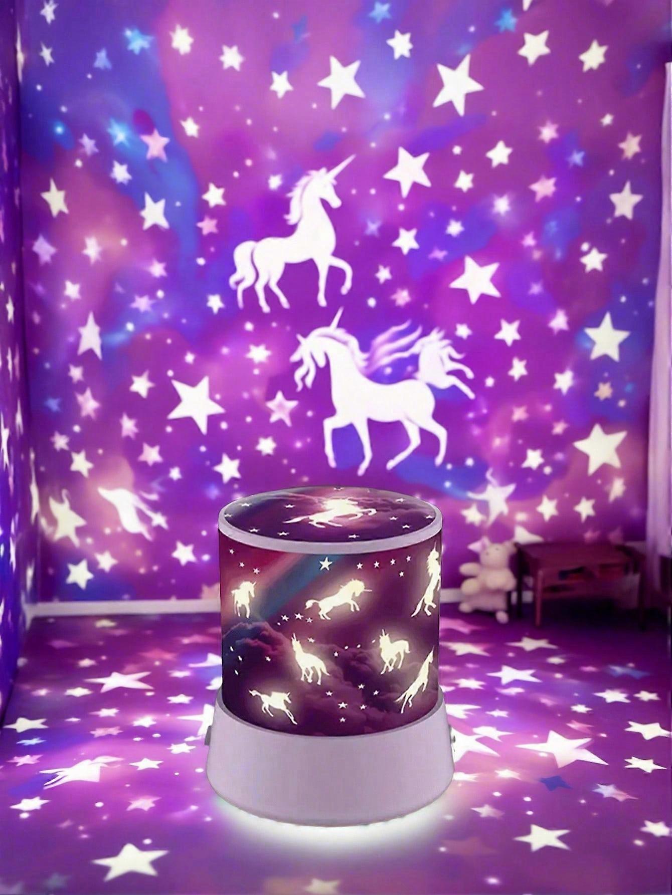 1pc LED Starry Sky Unicorn Projection Lamp, RGB Lighting, USB Powered, Desktop Decorative Lamp With Button Control, Suitable For Home, Living Room, Wa