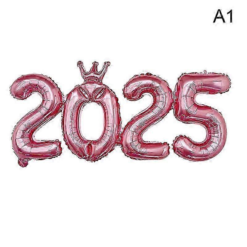 1pc 16inch חיבור כתר 2025 בלוני נייר כסף מספר שנה חדשה 2025 קישוט קישוטי חג המולד
