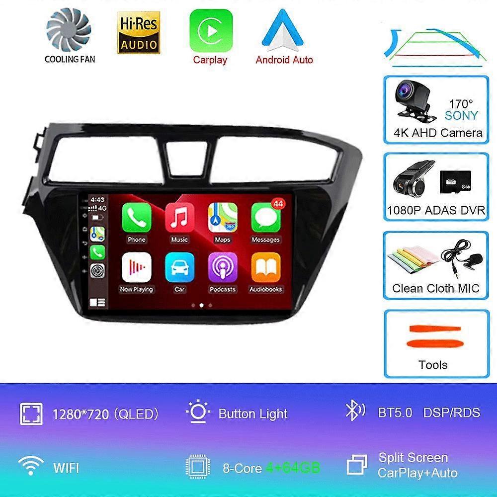 カーラジオAndroid 14 Carplay Auto 2kスクリーンマルチメディアビデオプレーヤーHyundai I20 2 II Gb 2014 - 2018 2 Dinオートラジオステレオ