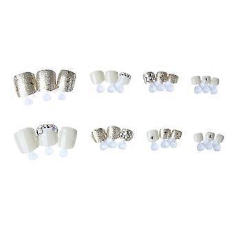 Franske Press-on Toe negle Tips Let at passe Elegant Style Press-on Toenails Lim