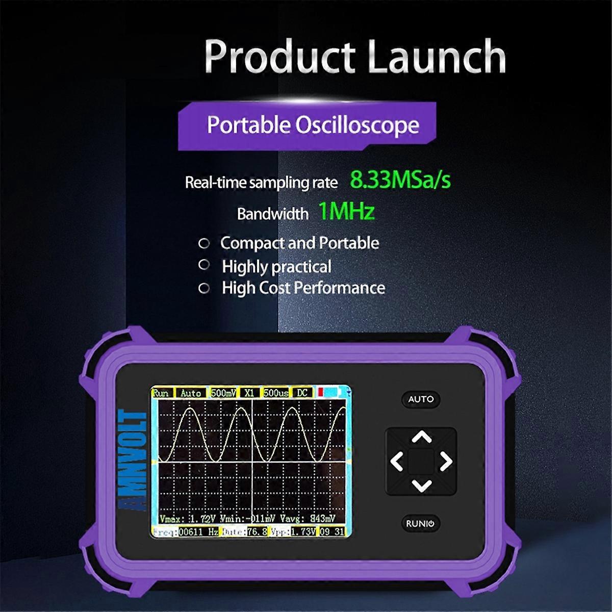 PDS833 Håndholdt digitalt osciloskop + probersett 2,8 tommers skjerm 1 MHz analog båndbredde 8,33 MSa/S 800 VPP digitalt osciloskop