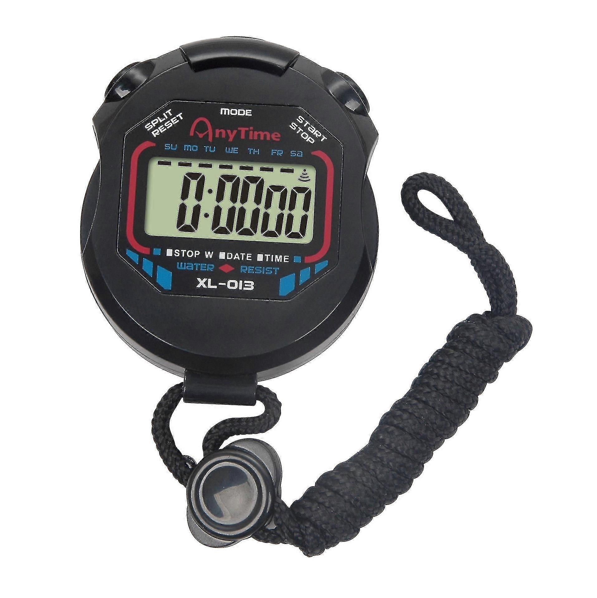 Digital Handheld Stopwatch Sports Multifunction Running Watch Xl-013 Black Sport Alarm Accuracy Lcd Display